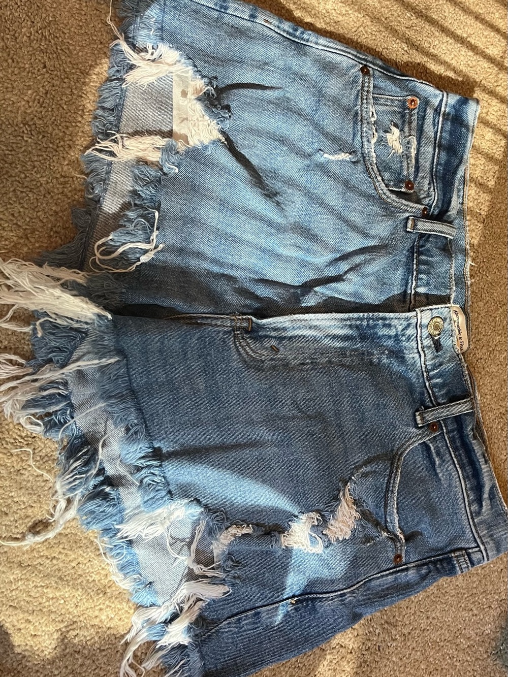 Abercrombie & Fitch Light Blue Distressed Denim Shorts